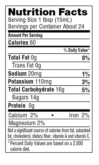 Original Molasses Nutrition Facts