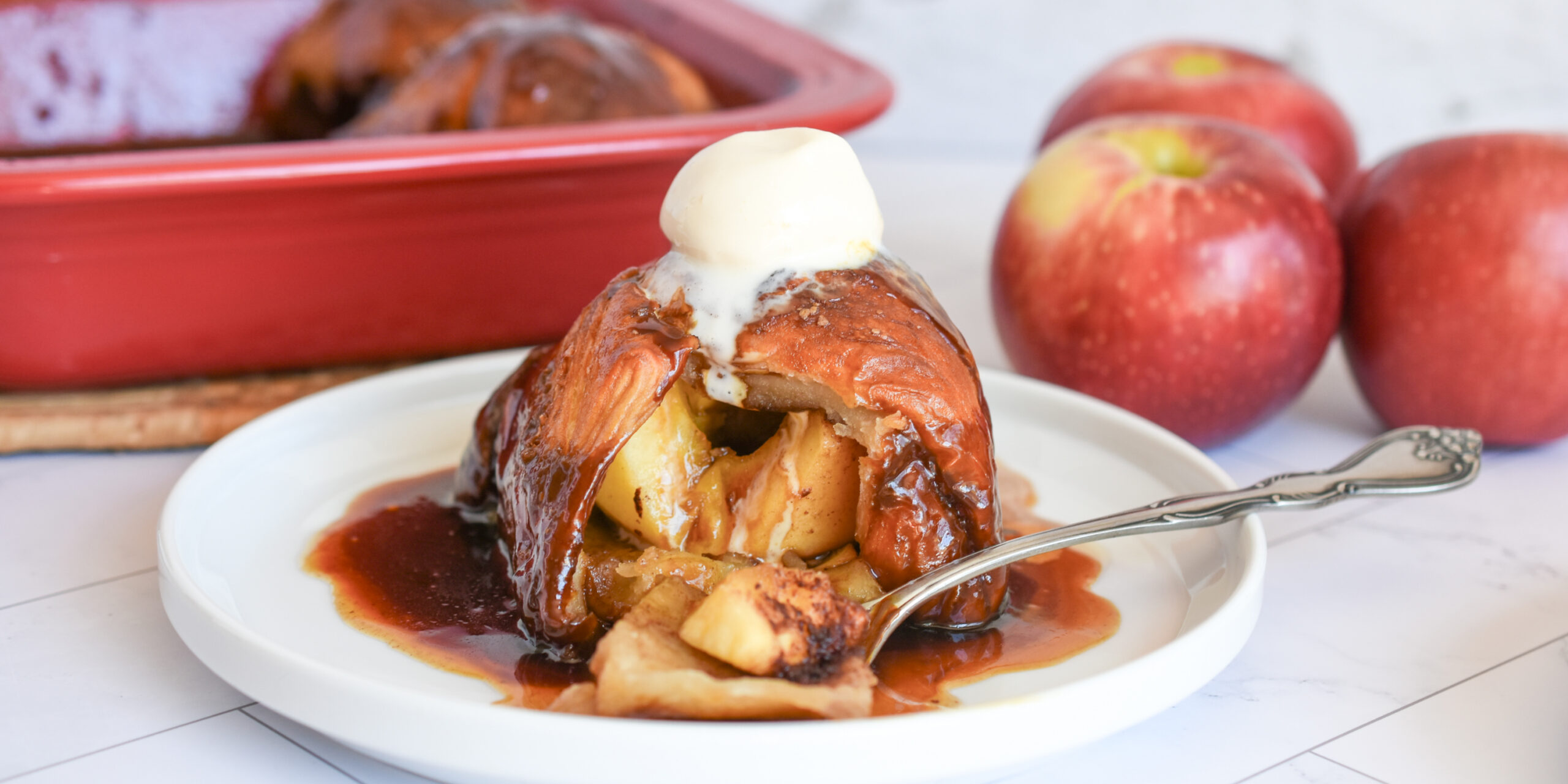 Apple Dumplings with Salted Molasses Sauce